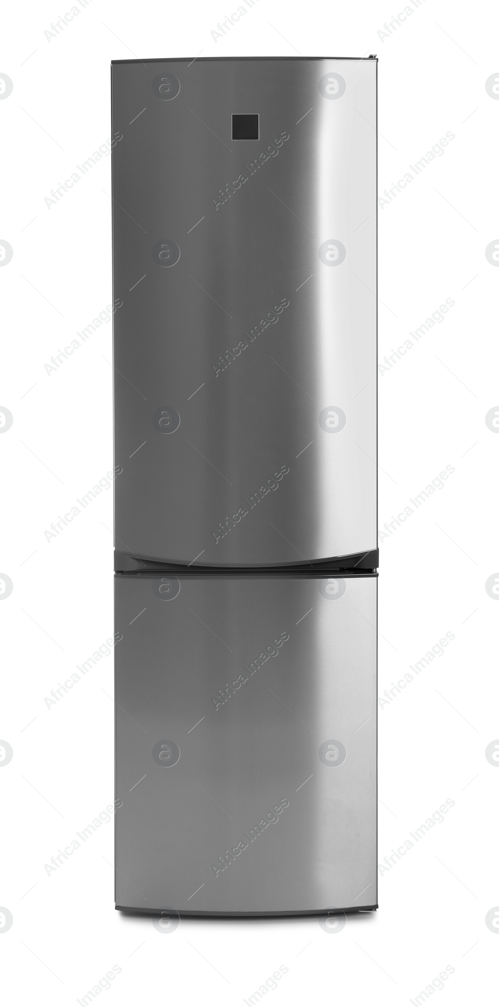 Photo of Modern double door refrigerator on white background