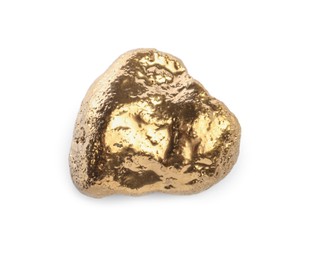 Photo of One beautiful gold nugget isolated on white