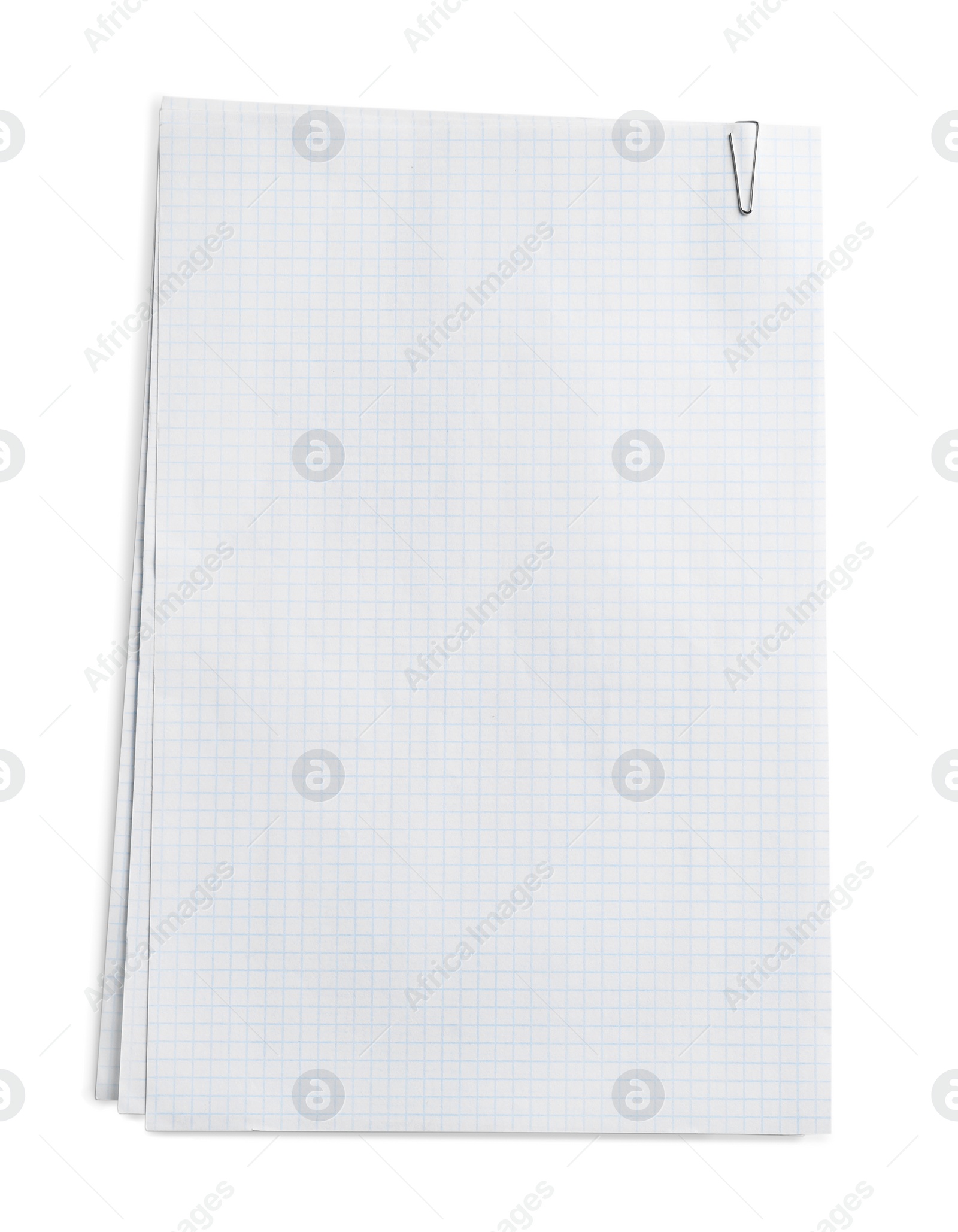Photo of Checkered sheets of paper on white background, top view