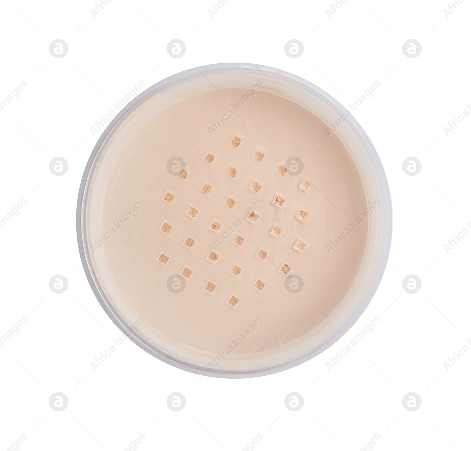 Photo of Loose face powder isolated on white, top view