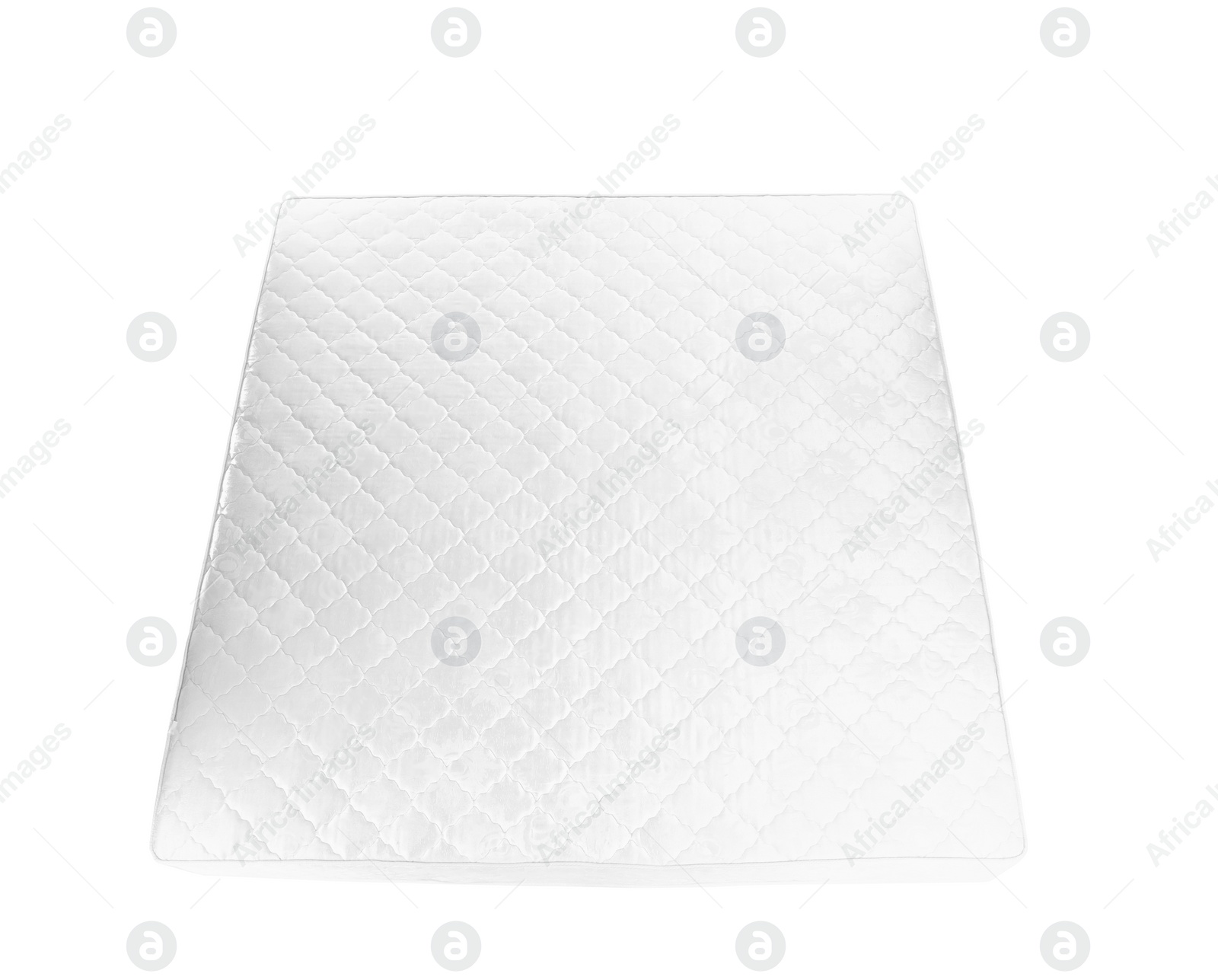 Photo of Double orthopedic mattress isolated on white, above view