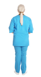 Photo of Doctor in blue uniform on white background
