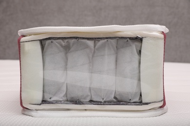 Image of Sample of modern orthopedic mattress on textile