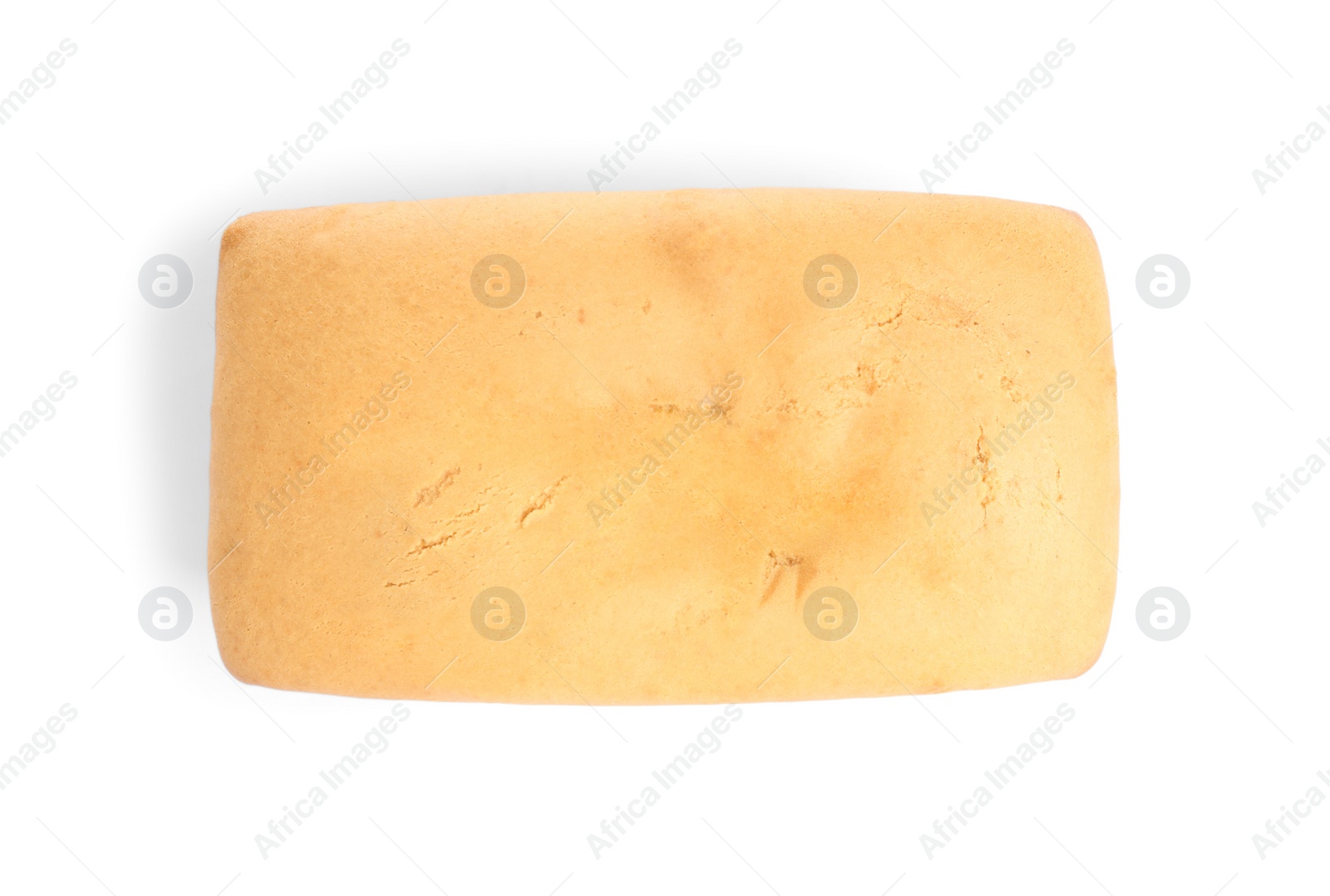 Photo of Tasty pear bread isolated on white, top view. Homemade cake