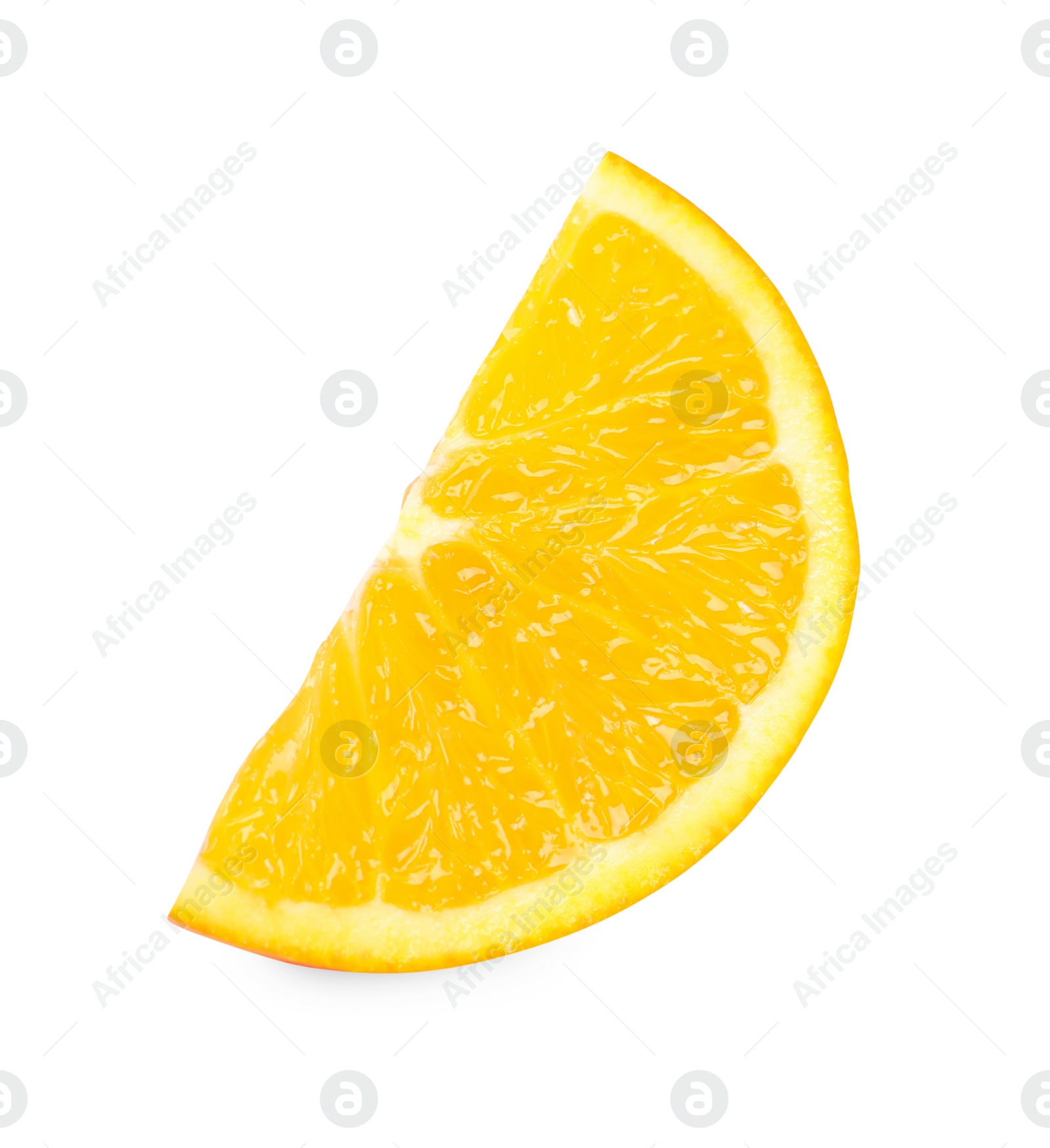 Photo of Citrus fruit. Slice of fresh orange isolated on white