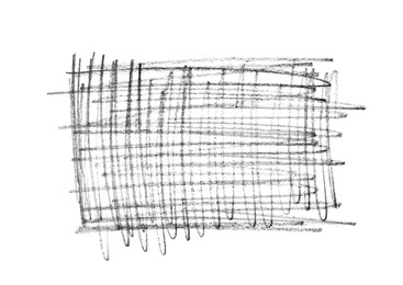 Photo of Hand drawn pencil scribble on white background, top view