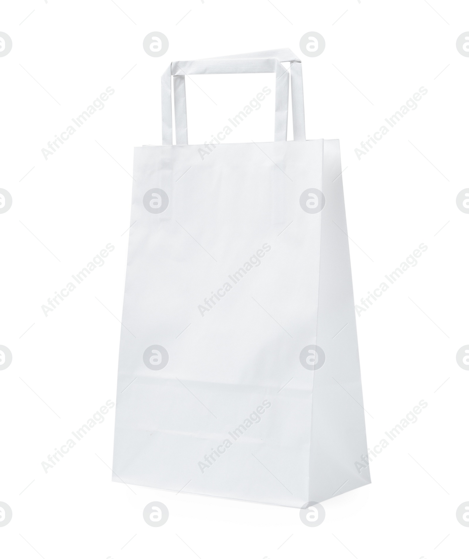 Photo of Empty shopping paper bag isolated on white