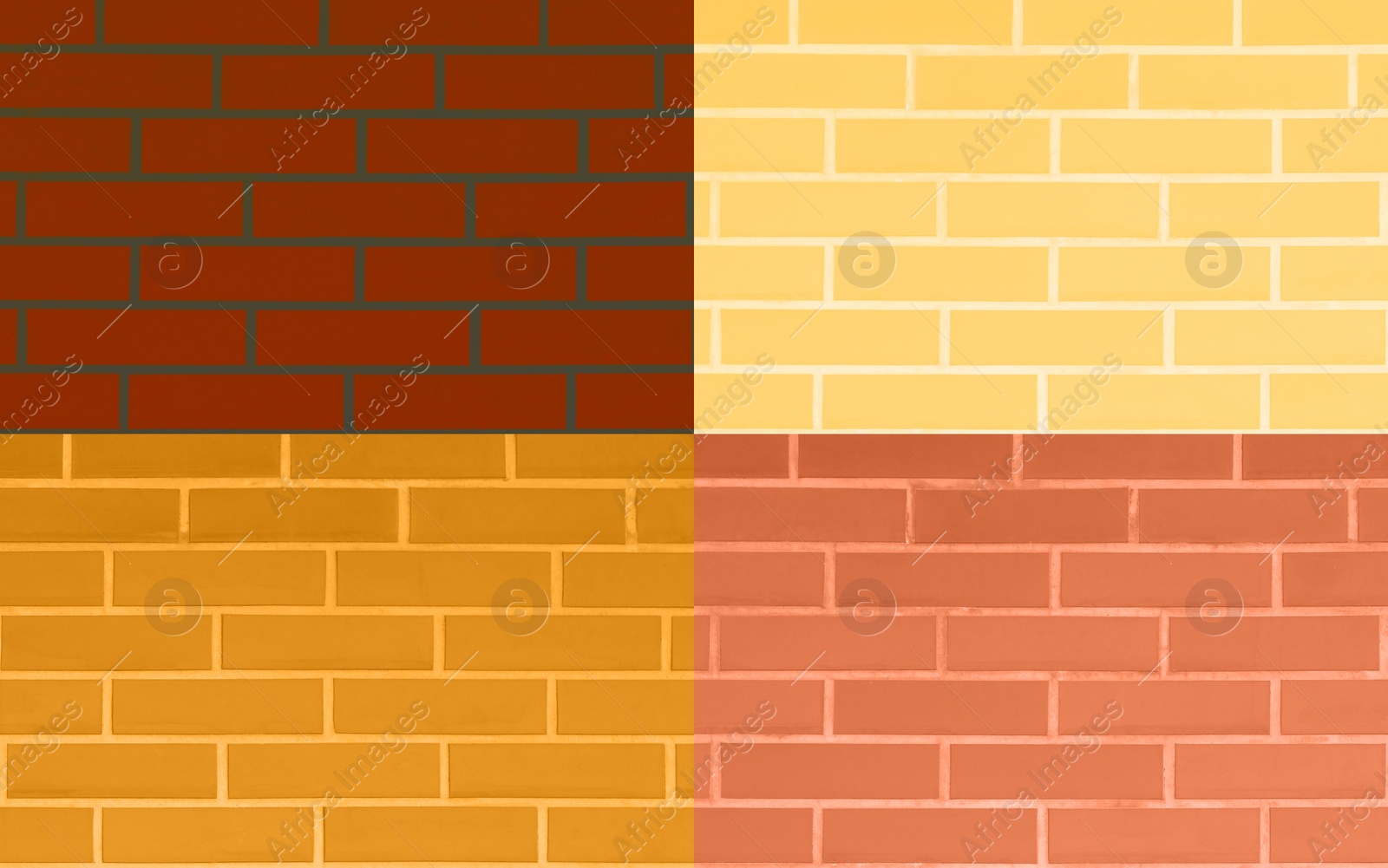 Image of Collage of brick wall textures in different colors