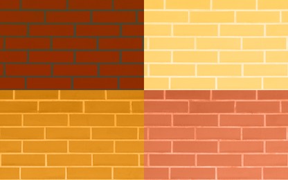 Image of Collage of brick wall textures in different colors