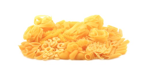 Photo of Different types of pasta isolated on white