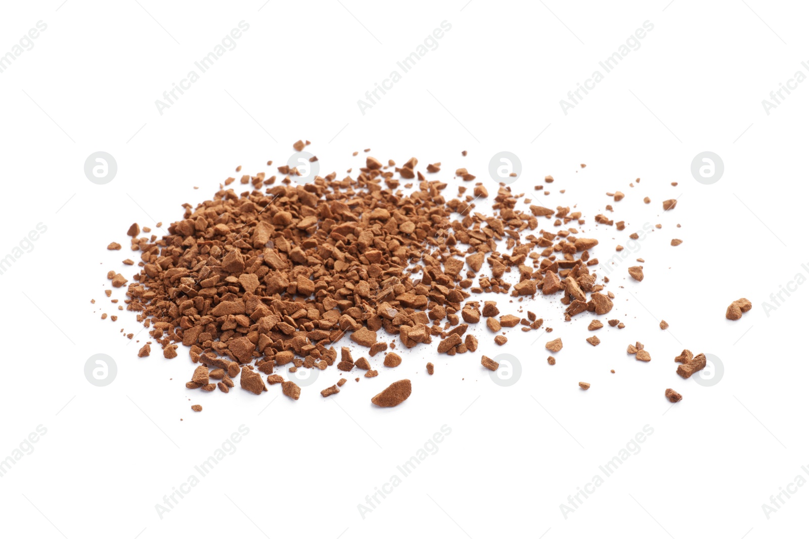 Photo of Heap of aromatic instant coffee isolated on white