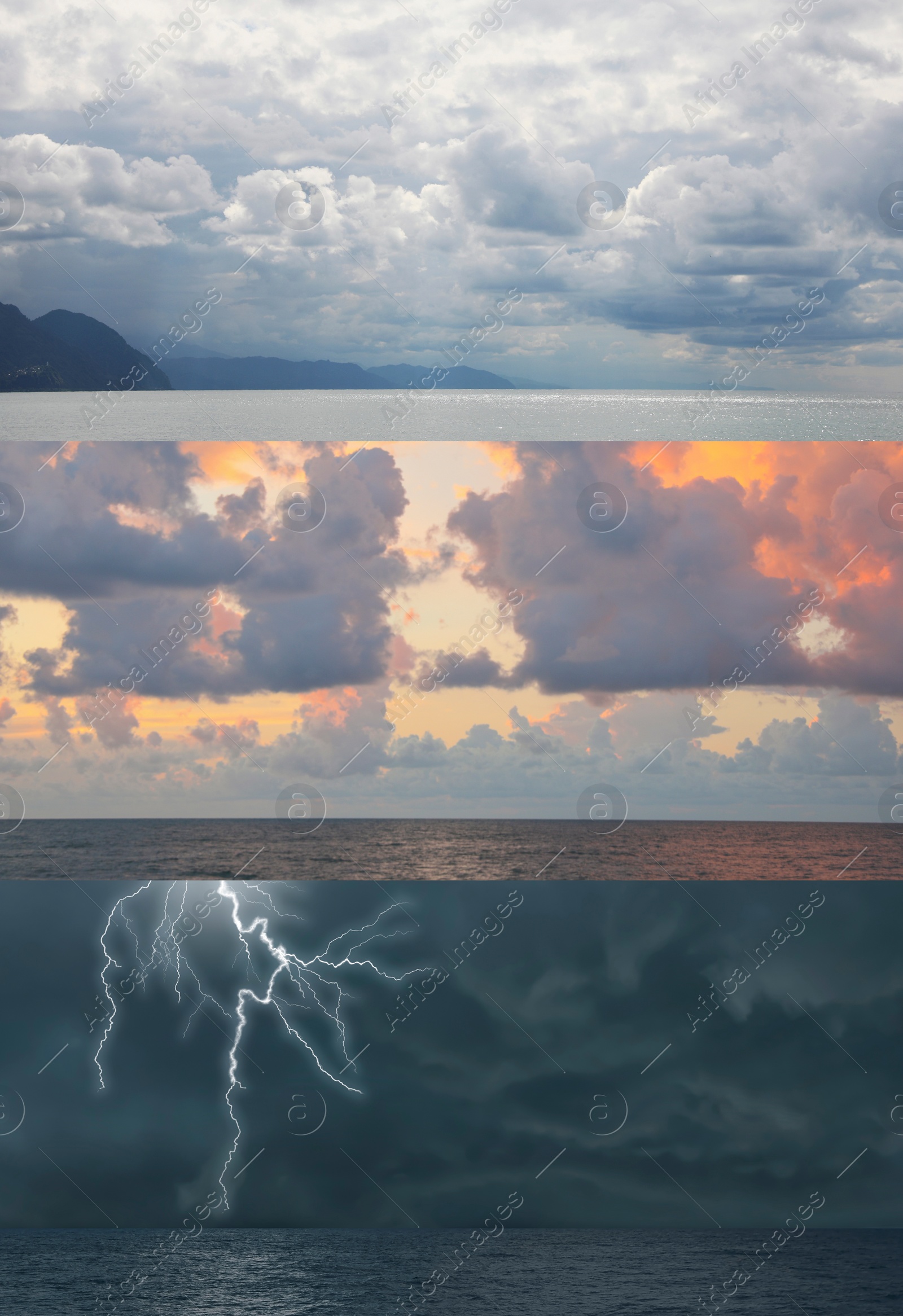 Image of Weather forecast, banner design. Collage with different photos