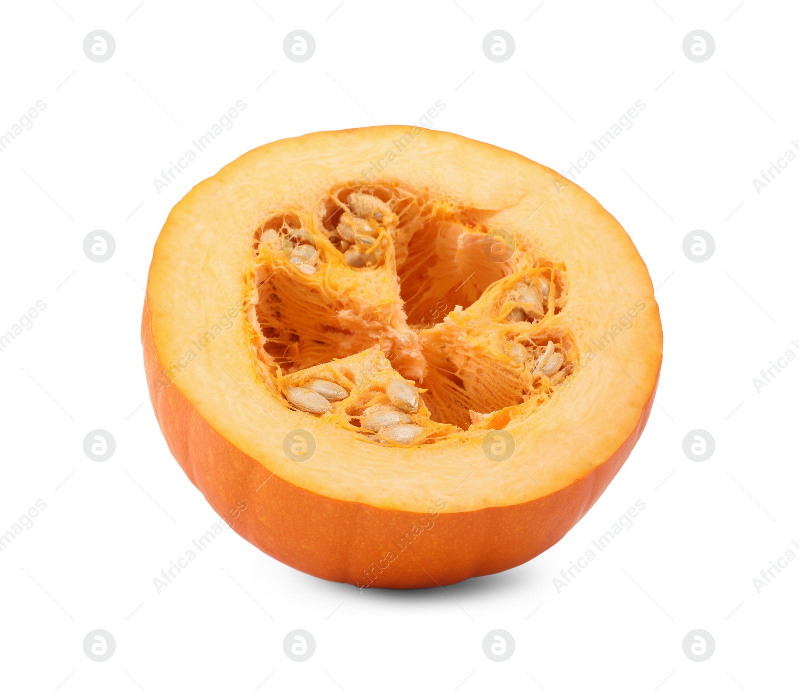 Photo of Half of fresh ripe pumpkin isolated on white