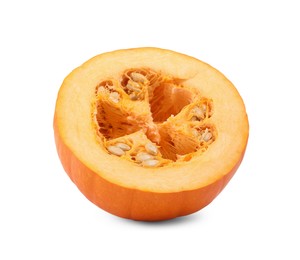 Photo of Half of fresh ripe pumpkin isolated on white