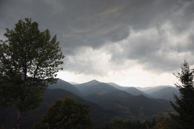 Picturesque view of cloudy sky over mountains