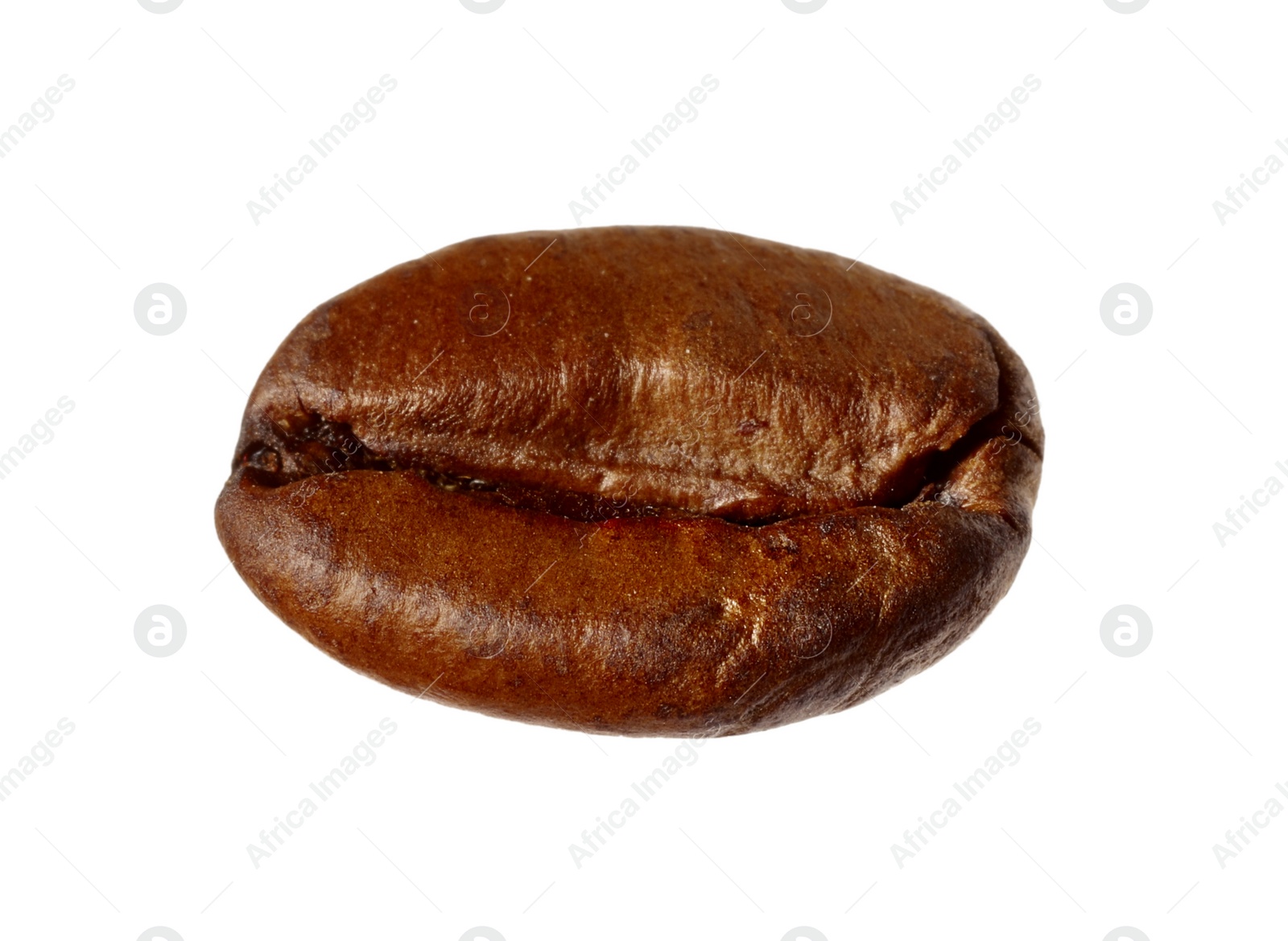 Photo of One aromatic roasted coffee bean isolated on white