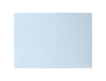 Photo of Light blue paper envelope isolated on white. Mail service