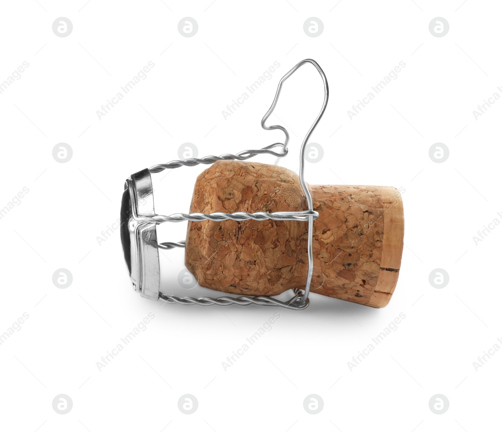 Photo of Sparkling wine cork with muselet cap isolated on white