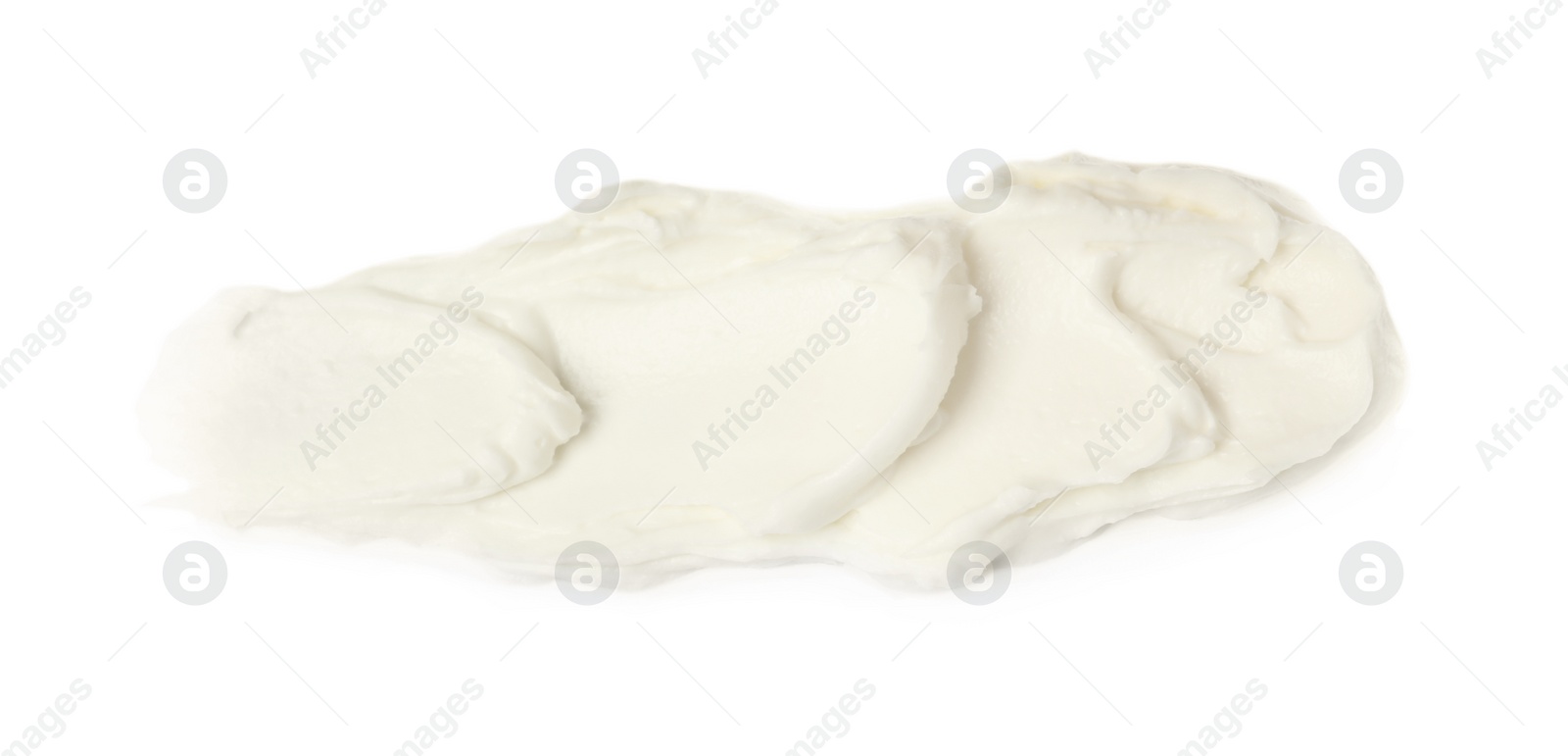 Photo of Smear of delicious cream cheese isolated on white