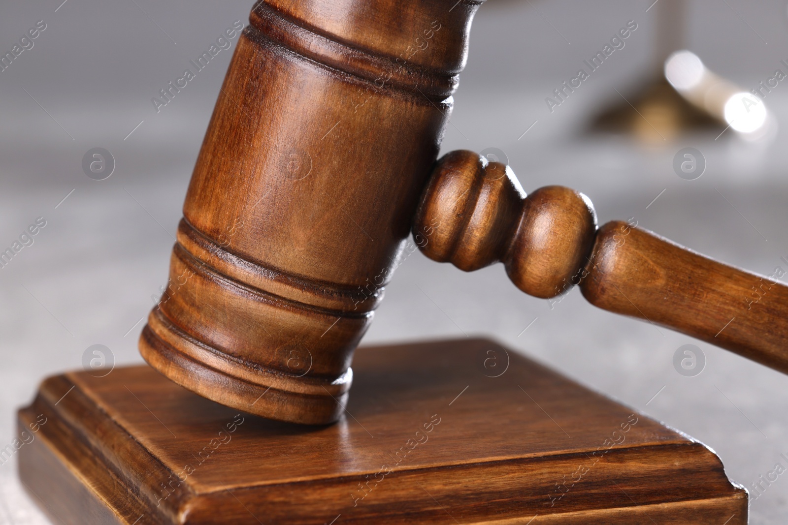 Photo of Law concept. Judge's gavel on table, closeup