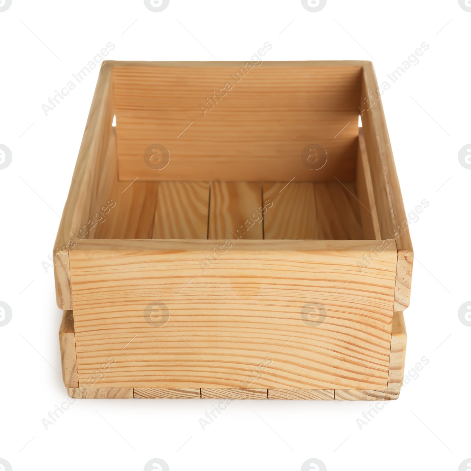 Photo of Wooden crate on white background. Shipping container