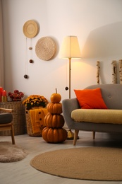 Cozy living room interior inspired by autumn colors