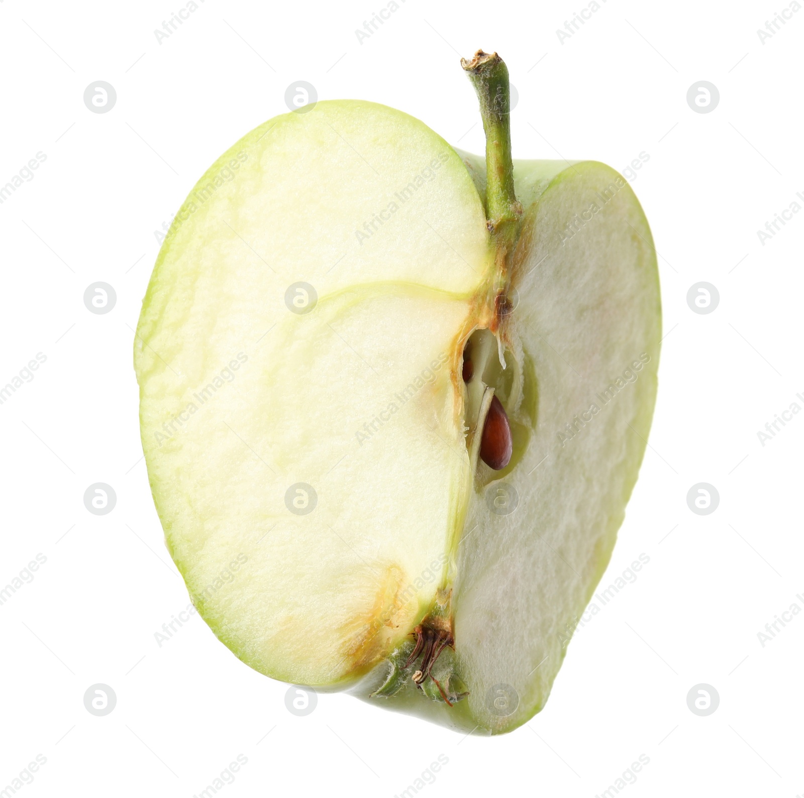 Photo of Piece of ripe green apple isolated on white