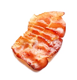 Fried bacon on white background