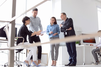 Young people having business training in office