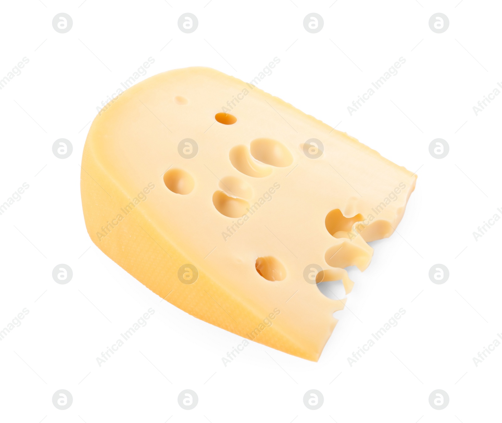 Photo of Piece of delicious cheese isolated on white