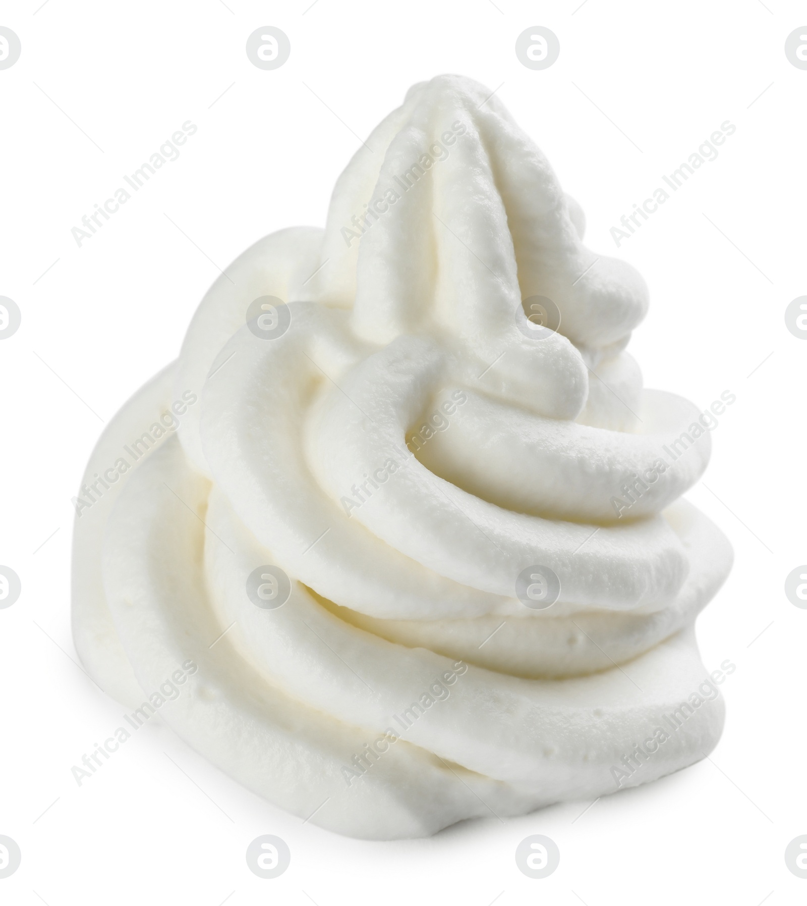 Photo of Delicious fresh whipped cream isolated on white