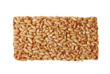 Puffed rice bar (kozinaki) on white background