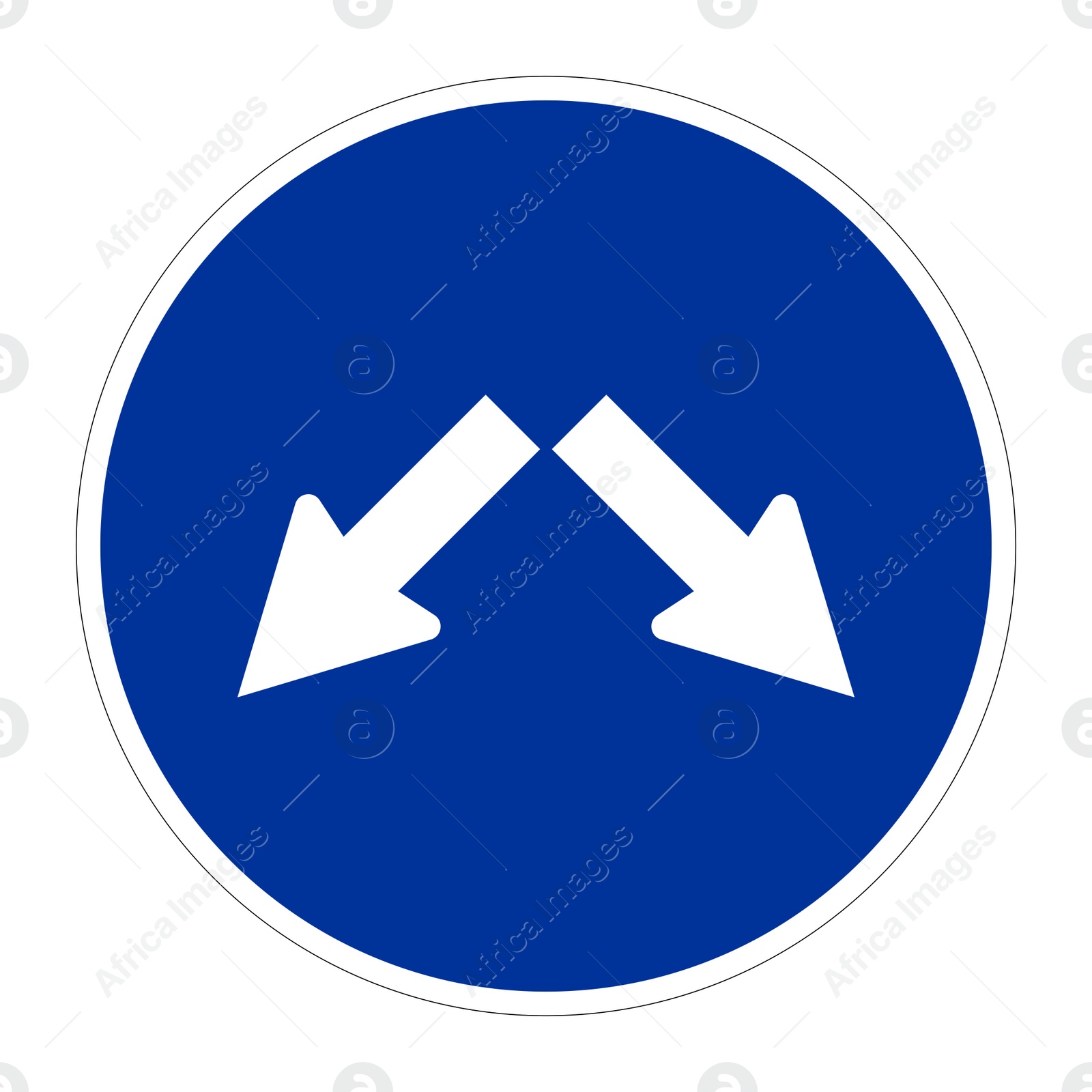 Illustration of Traffic sign KEEP LEFT OR RIGHT on white background, illustration 