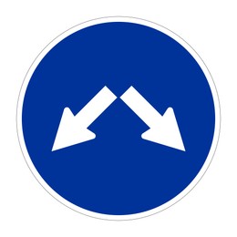Traffic sign KEEP LEFT OR RIGHT on white background, illustration 