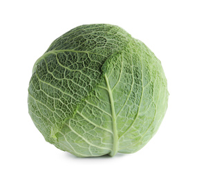 Fresh ripe savoy cabbage isolated on white