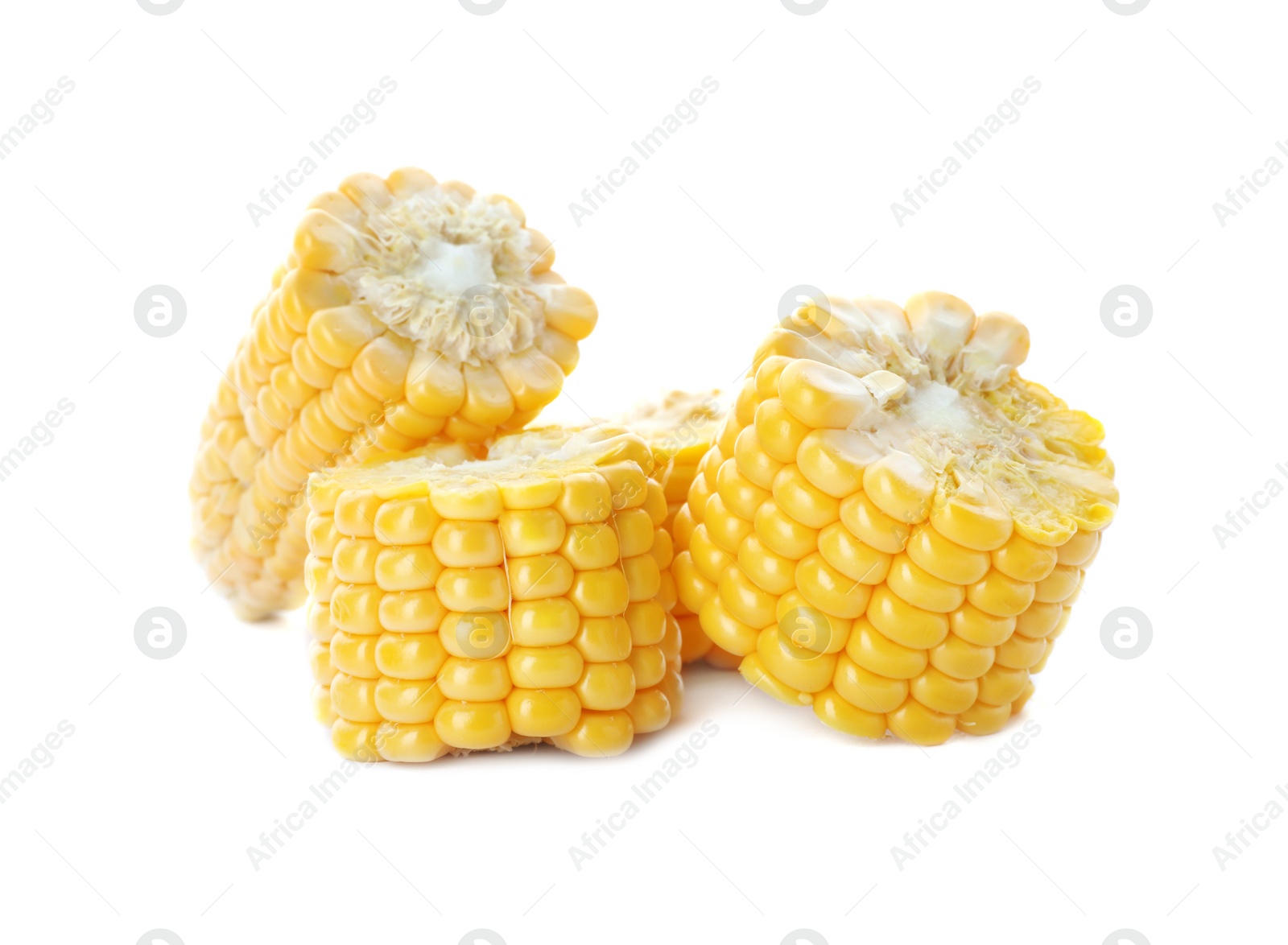 Photo of Tasty sweet corn cob on white background