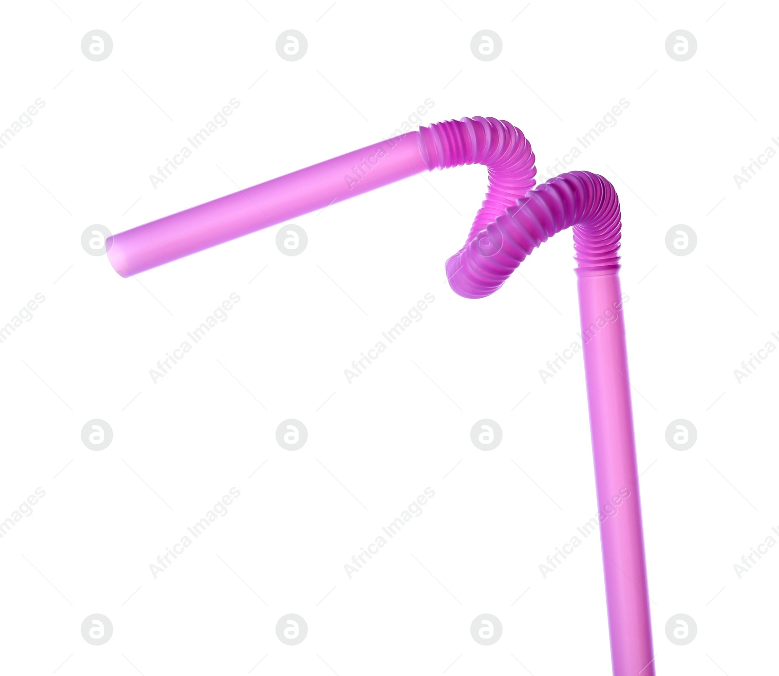 Photo of Light purple plastic cocktail straw isolated on white