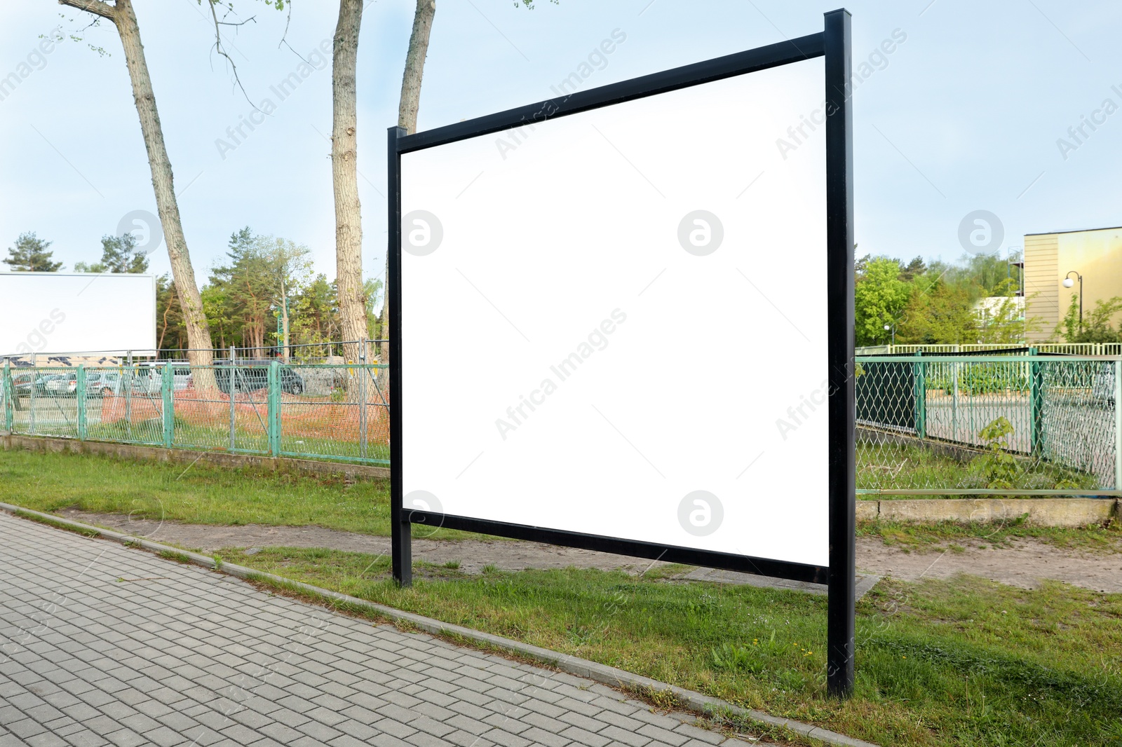 Image of Empty signboard in city. Mock-up for design