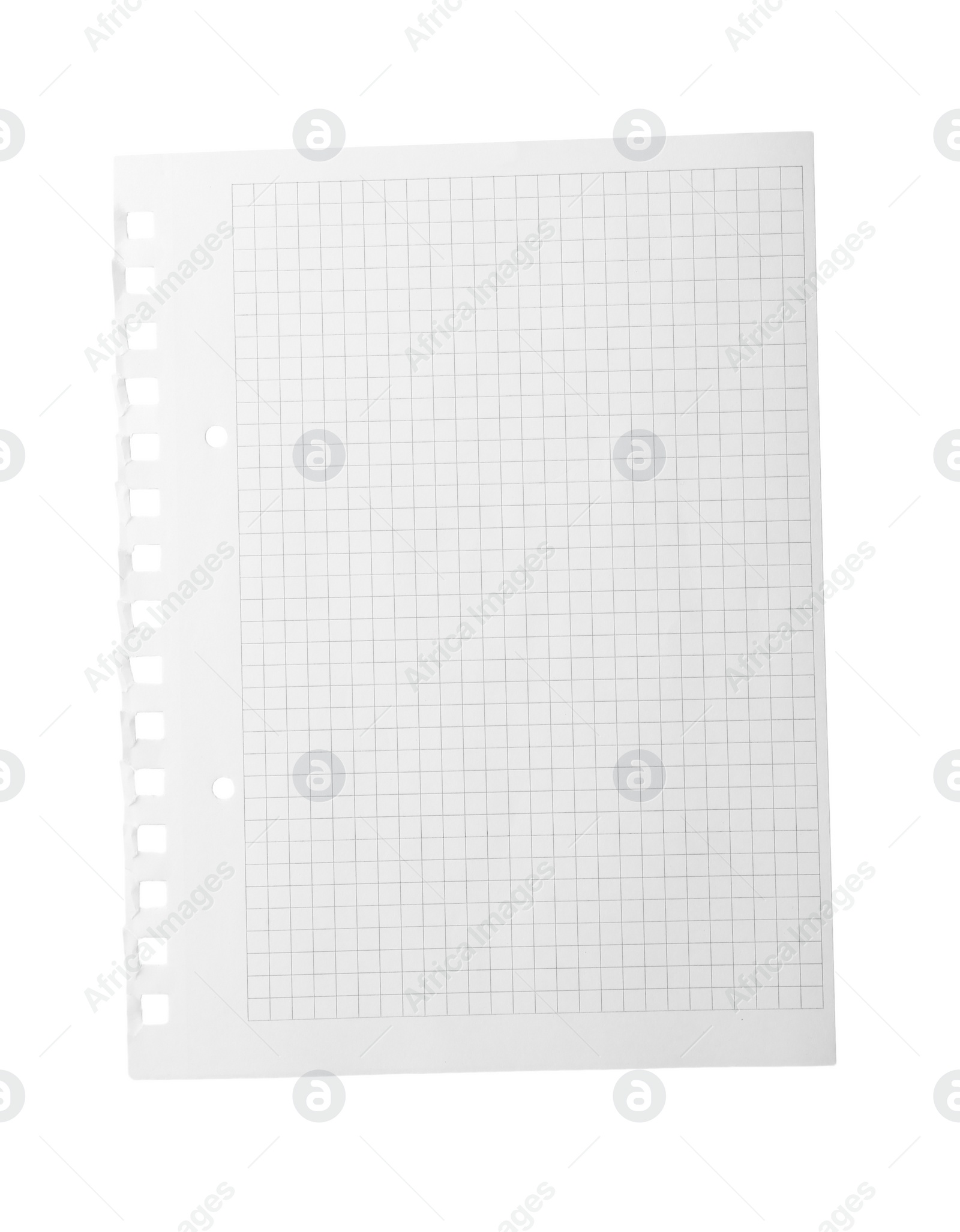 Photo of Blank notebook paper isolated on white. Space for design