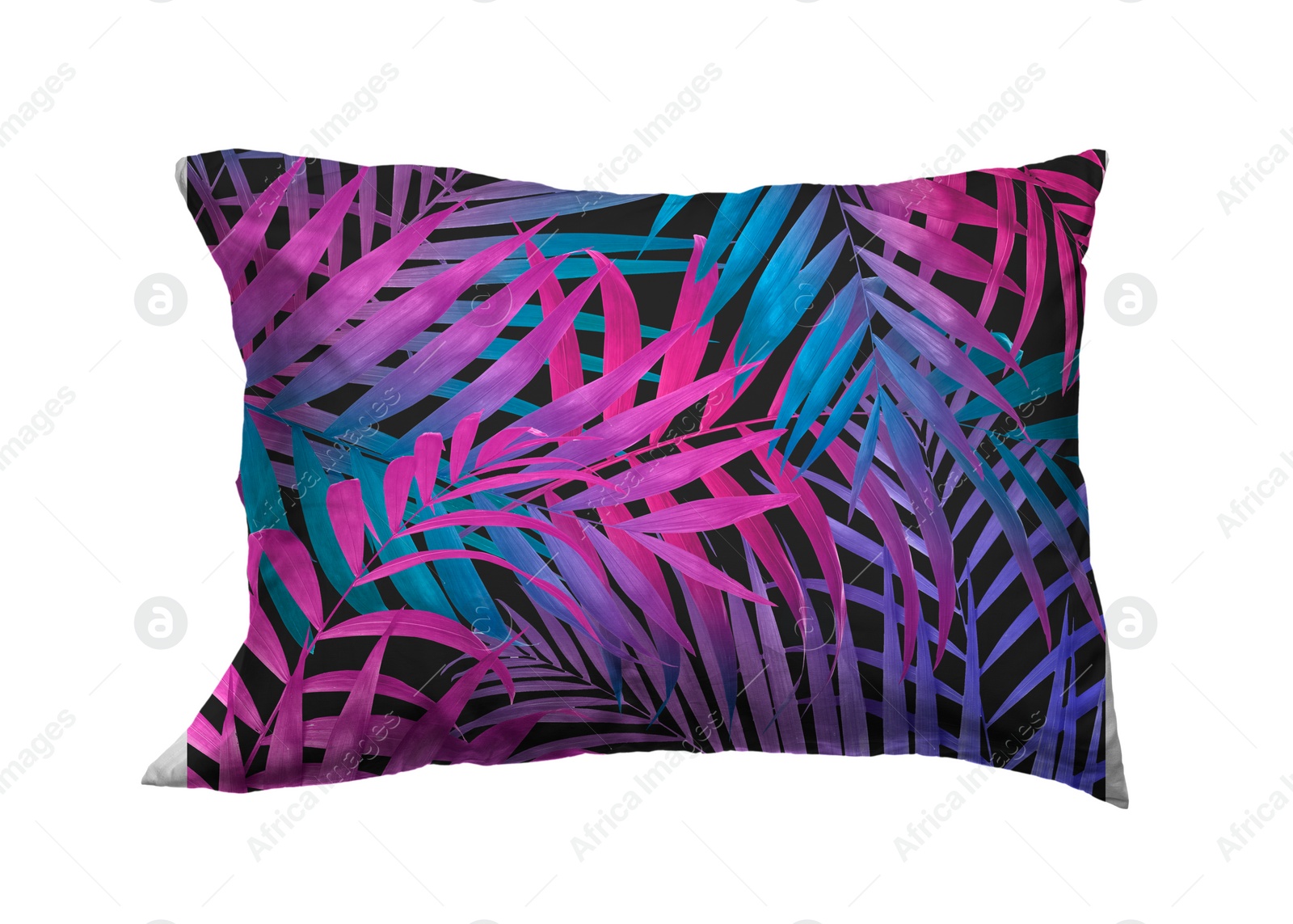 Image of Soft pillow with stylish floral print isolated on white