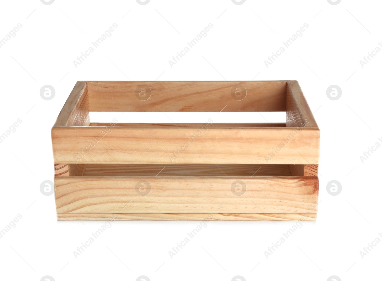 Photo of Wooden crate on white background. Shipping container