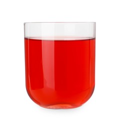 Photo of Refreshing pomegranate juice in glass isolated on white