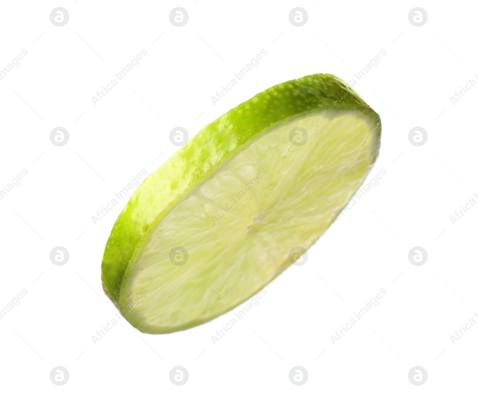 Photo of Cut fresh juicy lime on white background