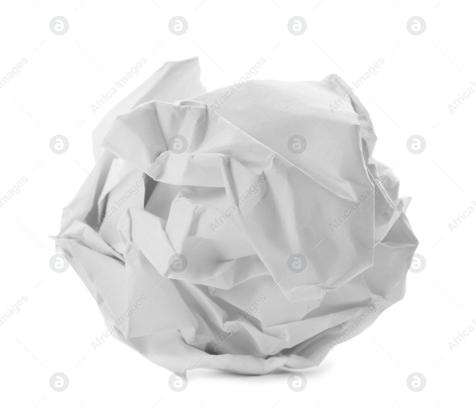 Photo of Crumpled sheet of paper on white background