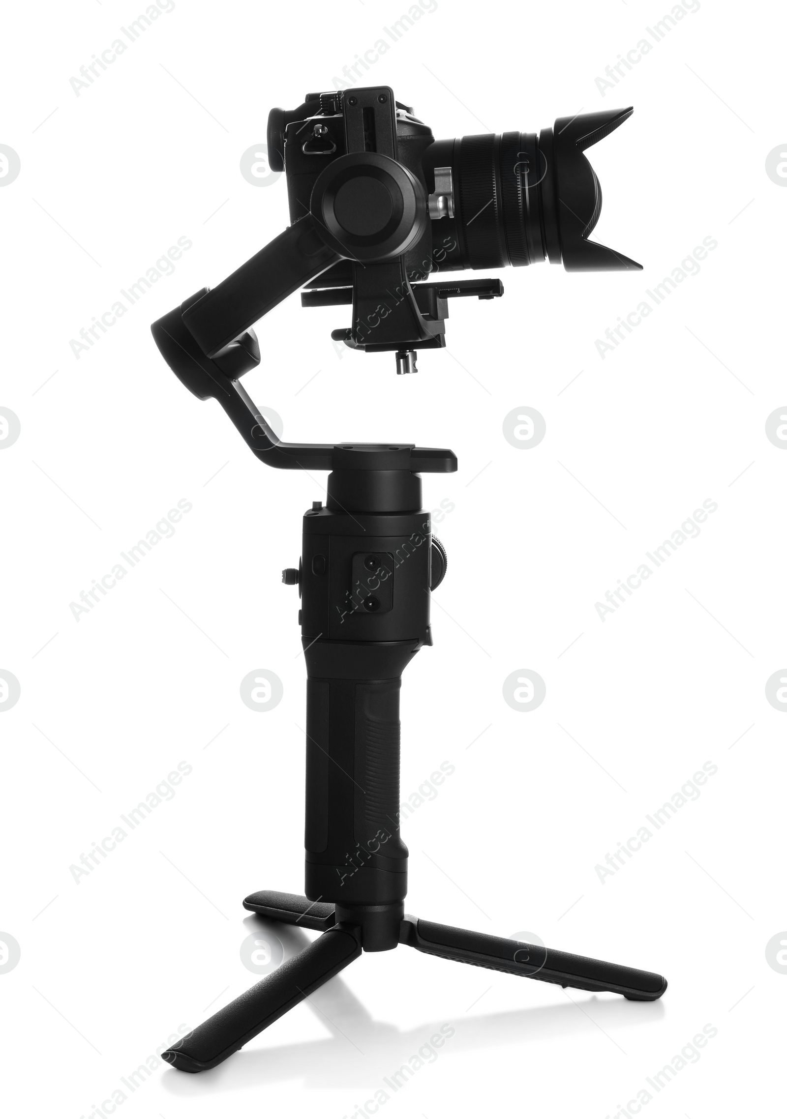 Photo of Modern professional video camera isolated on white