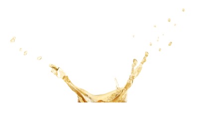 Splash of tasty beer on white background