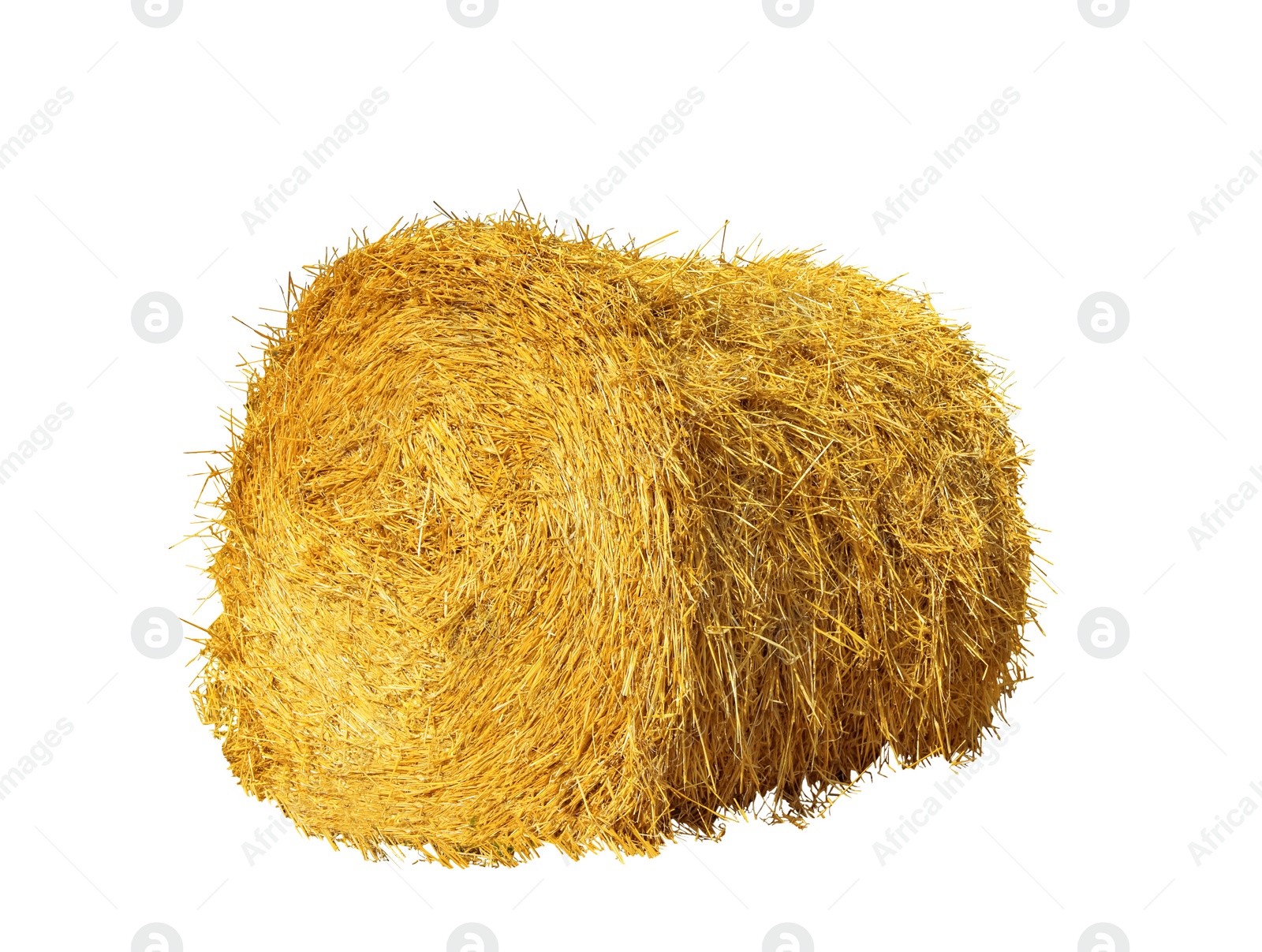 Image of Big dried straw bale isolated on white