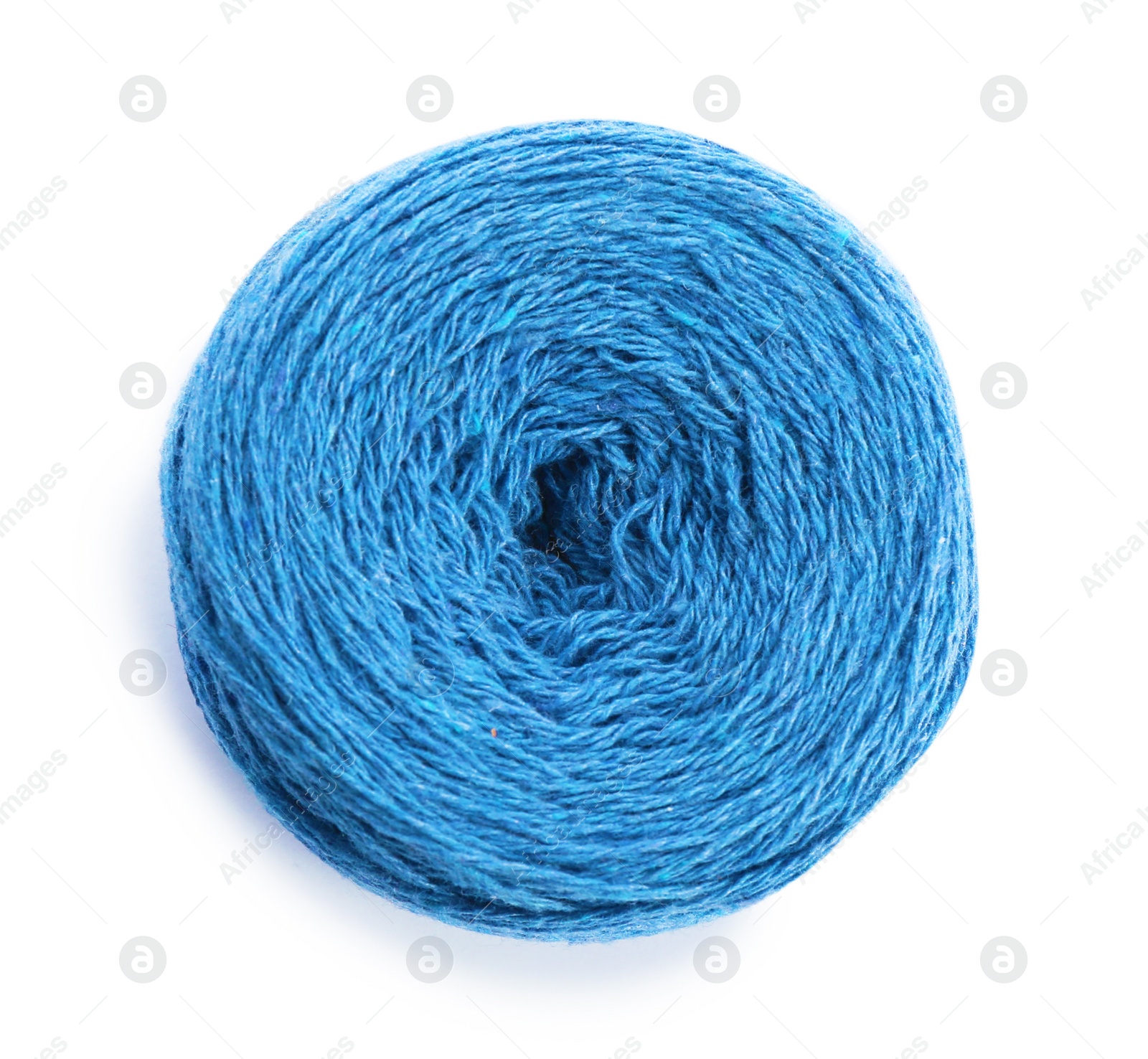 Photo of Clew of color knitting thread on white background