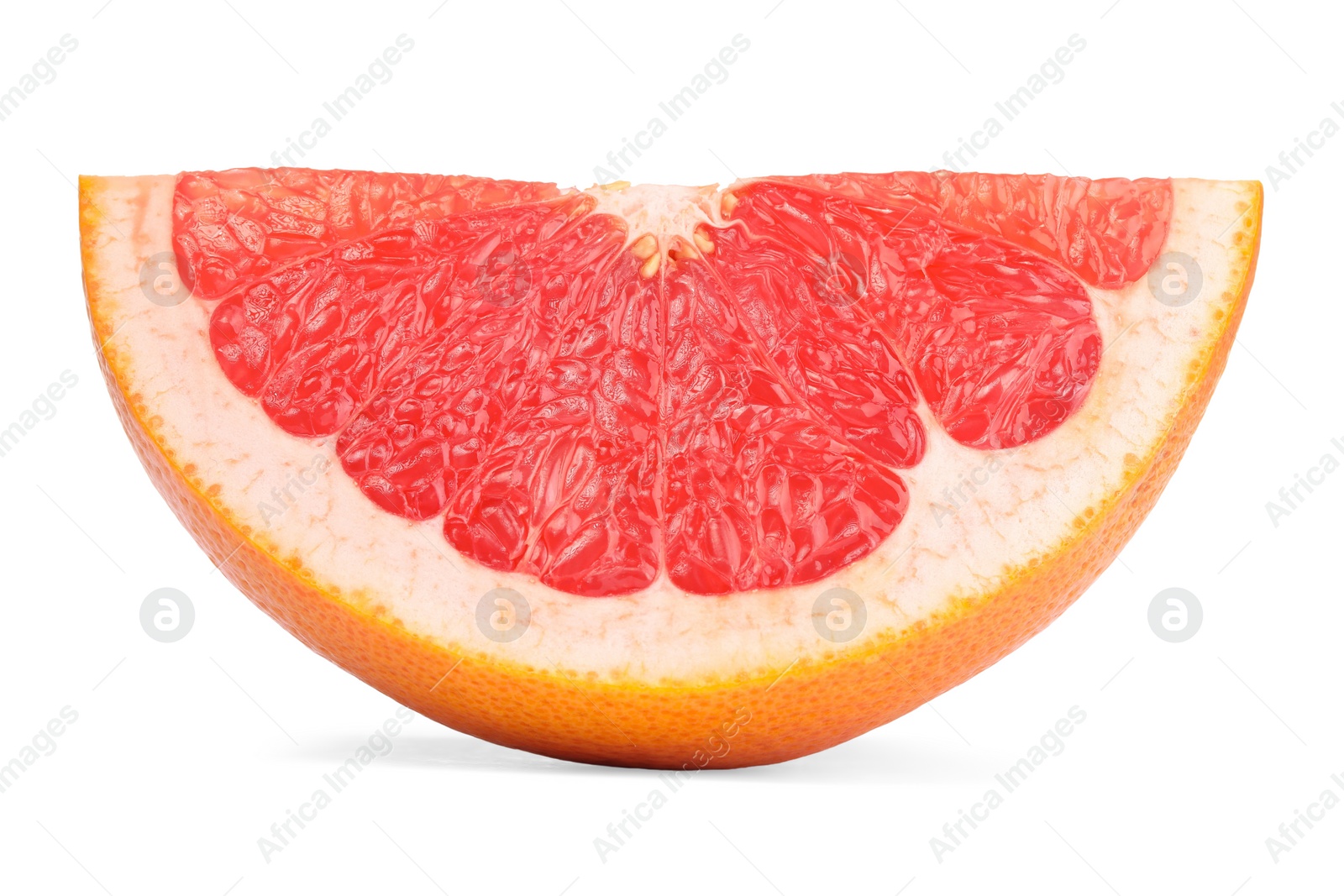 Photo of Cut ripe grapefruit isolated on white. Citrus fruit