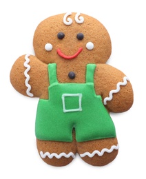 Cute fresh gingerbread man isolated on white